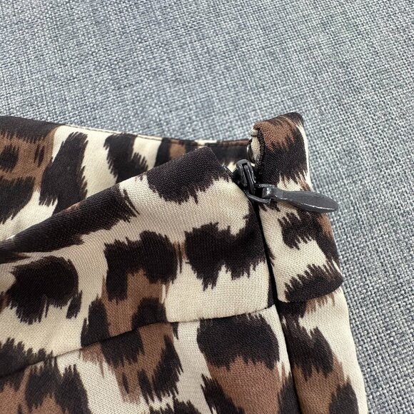 Banana Republic Mini Pleated‎ Skirt Leopard Size 12 Brown Tan Lined Zipper - Picture 9 of 12